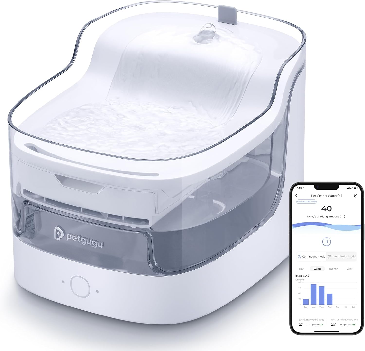 Smart Cat Water Fountain with App Control and 8-Layer Filtration