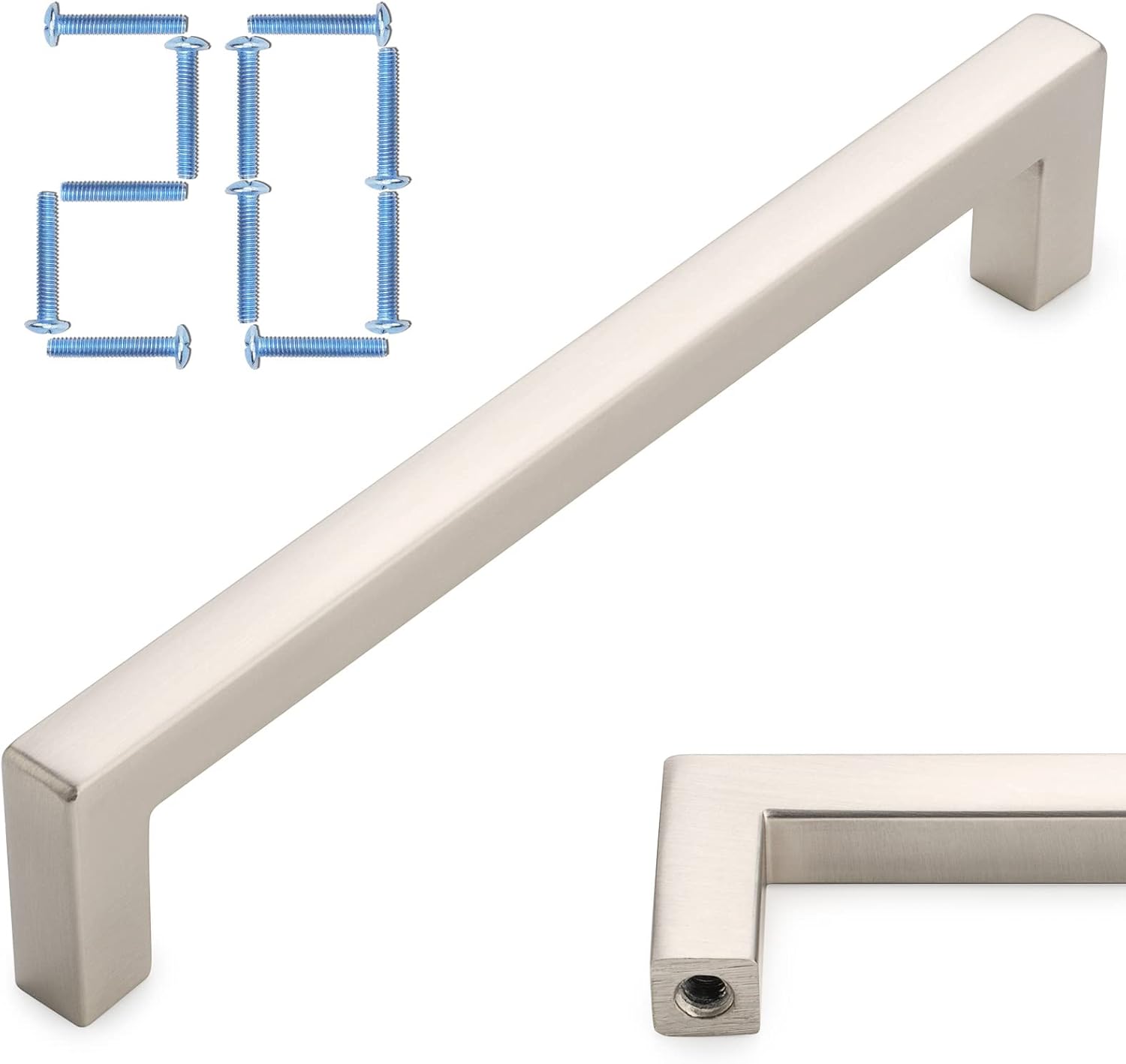 KOOFIZO 20-Pack Solid Square Bar Cabinet Handle for Furniture