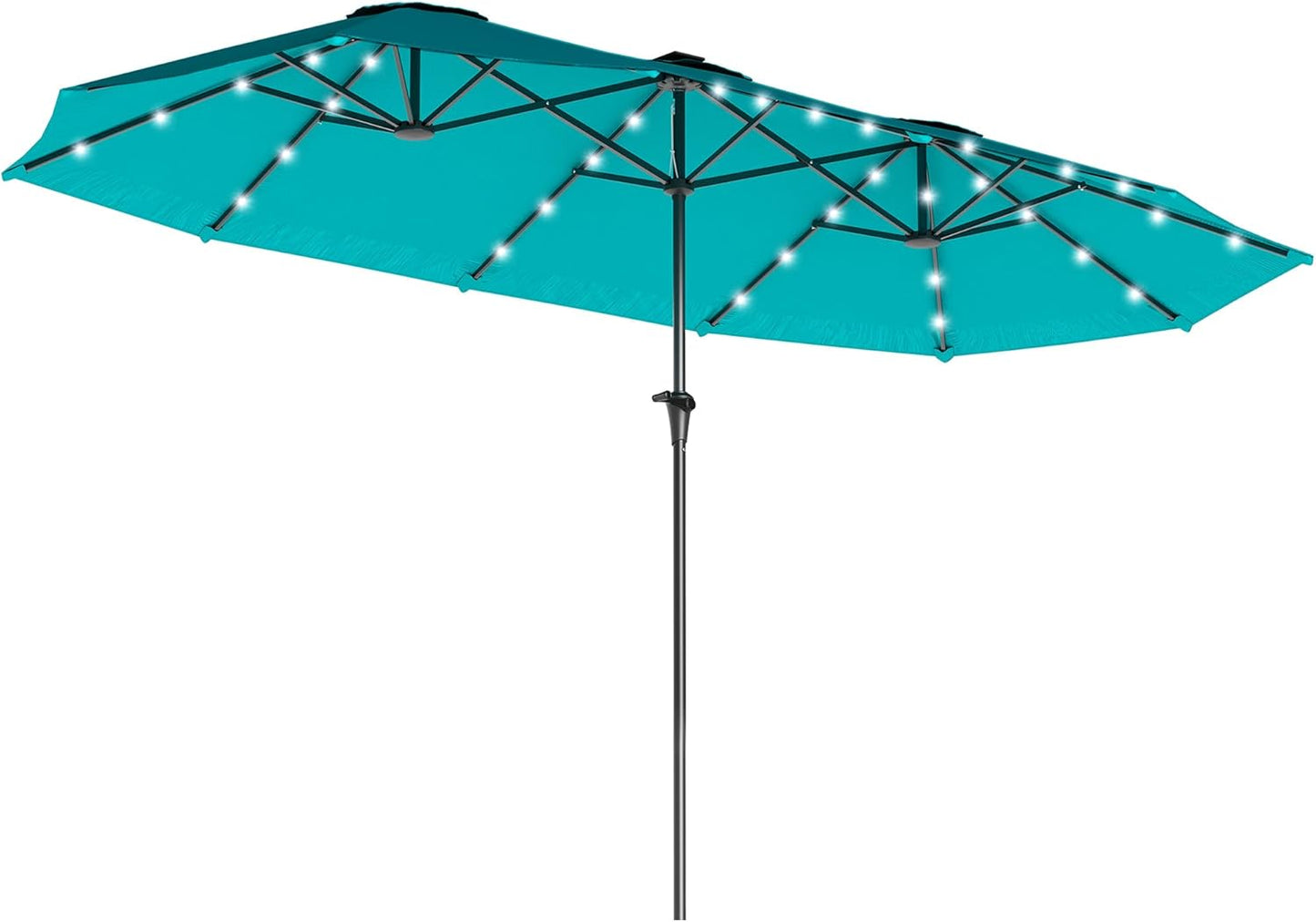 Outsunny 13ft Large Patio Umbrella with Solar Lights for Outdoors