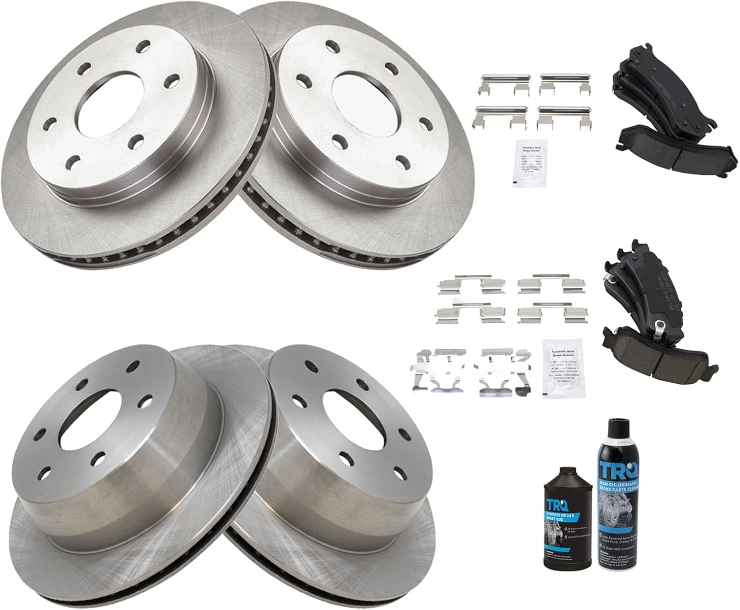 TRQ Front & Rear Brake Pad & Rotor Kit for Astro Safari & More
