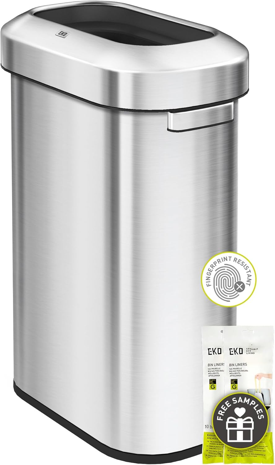 EKO Urban 24 Gallon Stainless Steel Slim Trash Can for Home