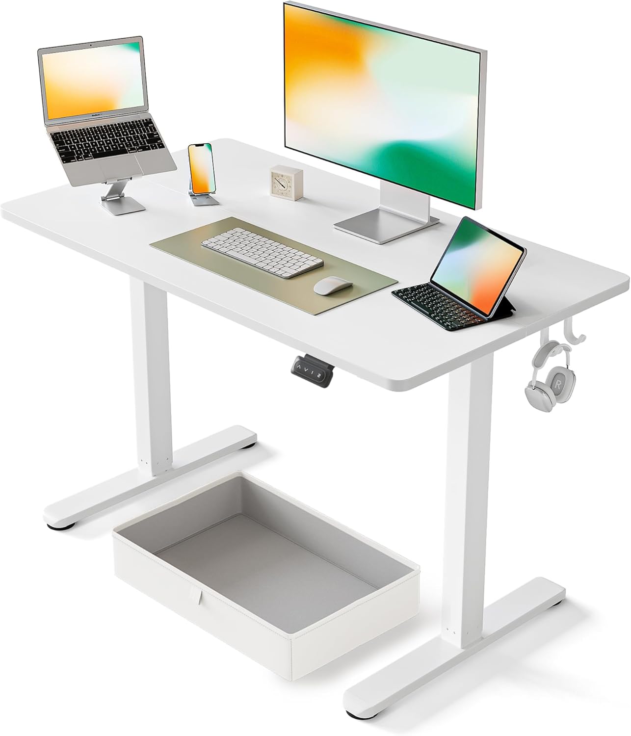 FEZIBO Electric Standing Desk: Adjustable Height, Ergonomic, White