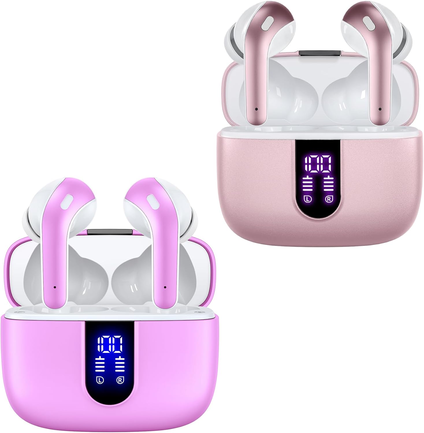 TAGRY Wireless Earbuds 60H Playback - Pink Sunset