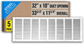 Return Air Grille 32x10 Wall Ceiling - 5 Pack, Steel White