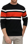 Mens Striped Pullover Sweater Crewneck - Slim Fit Lightweight Knit