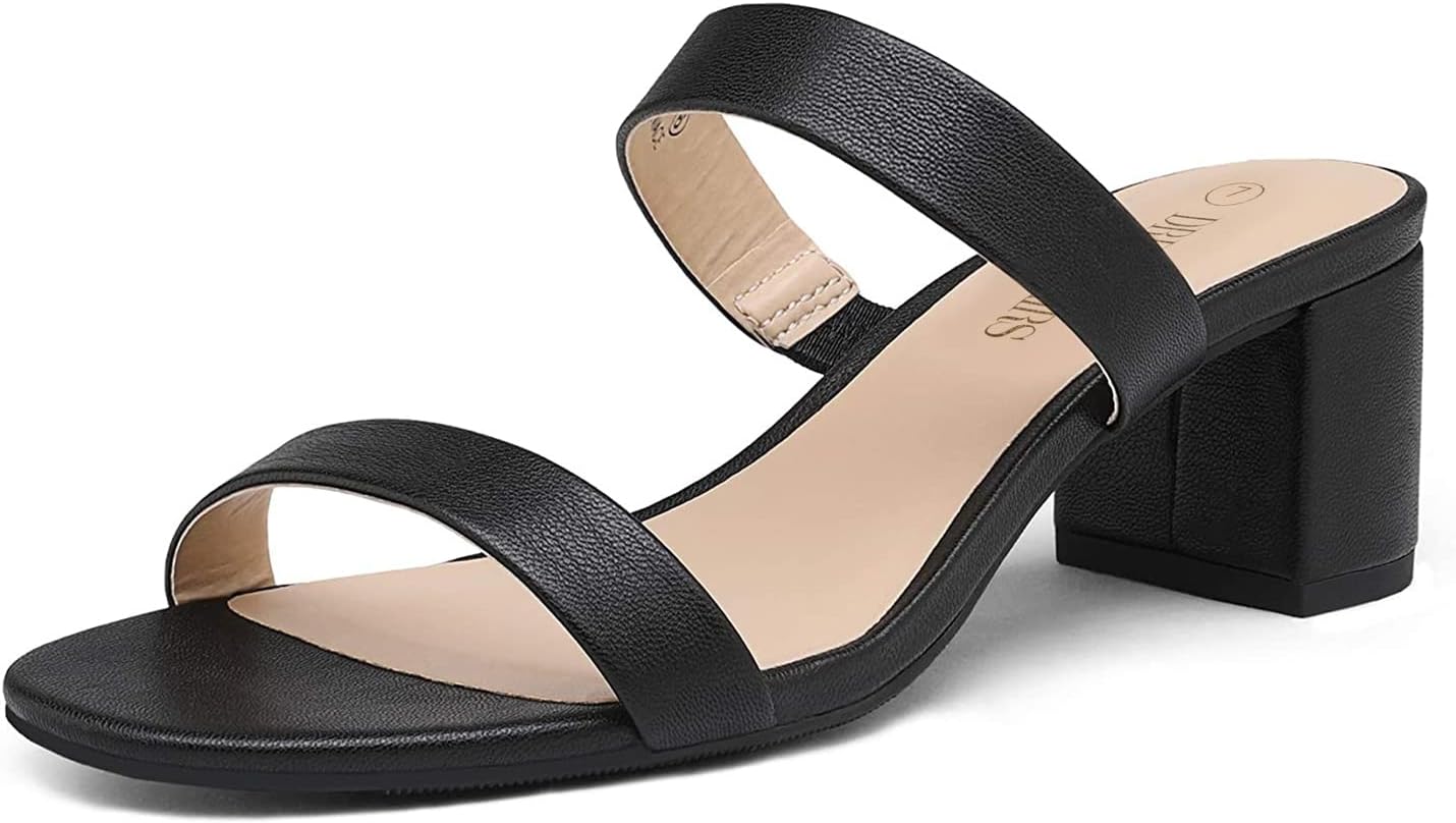 DREAM PAIRS Women's Two Strap Open Toe Chunky Heels Sandals