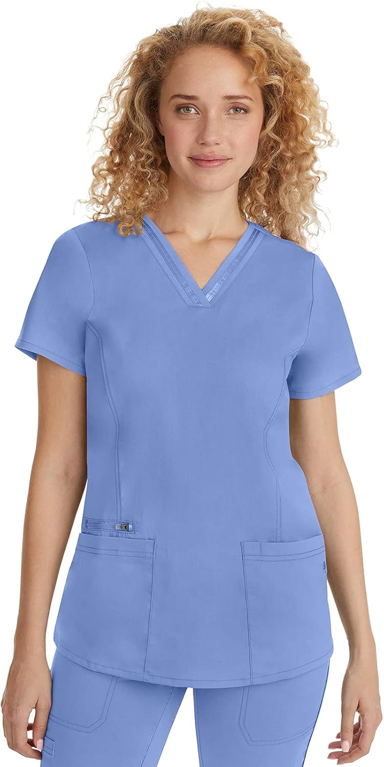 Healing Hands Women's Scrub Top with 3 Pockets and Stretch Fabric