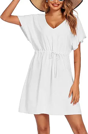 Ekouaer Women's Cover Up Short Sleeve Beachwear Tunic Top