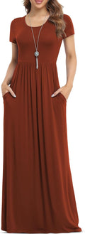 VIISHOW Women's Short Sleeve Loose Plain Maxi Dress - Casual Clothing