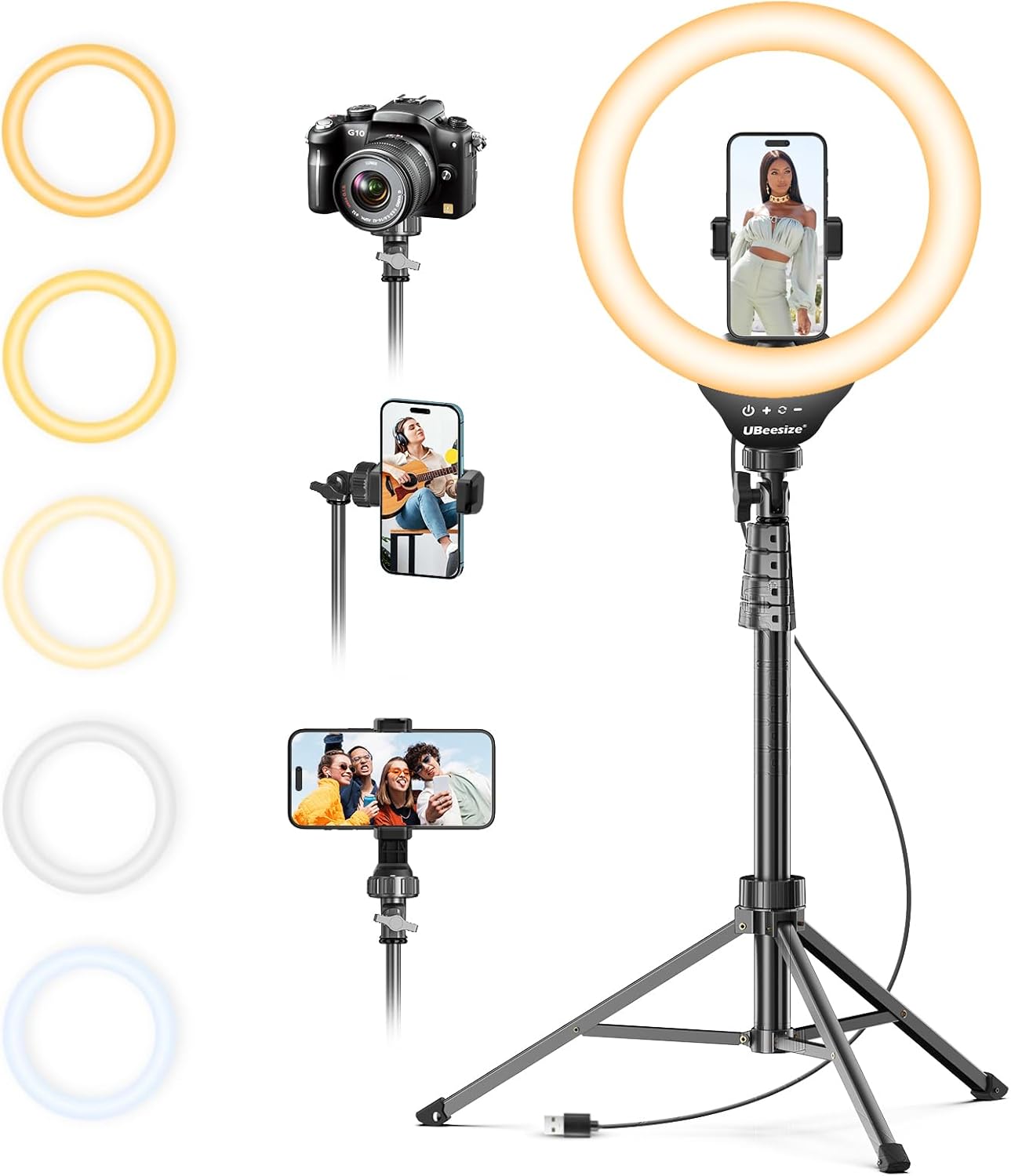 UBeesize 12-Inch Selfie Ring Light with 62-Inch Tripod Stand