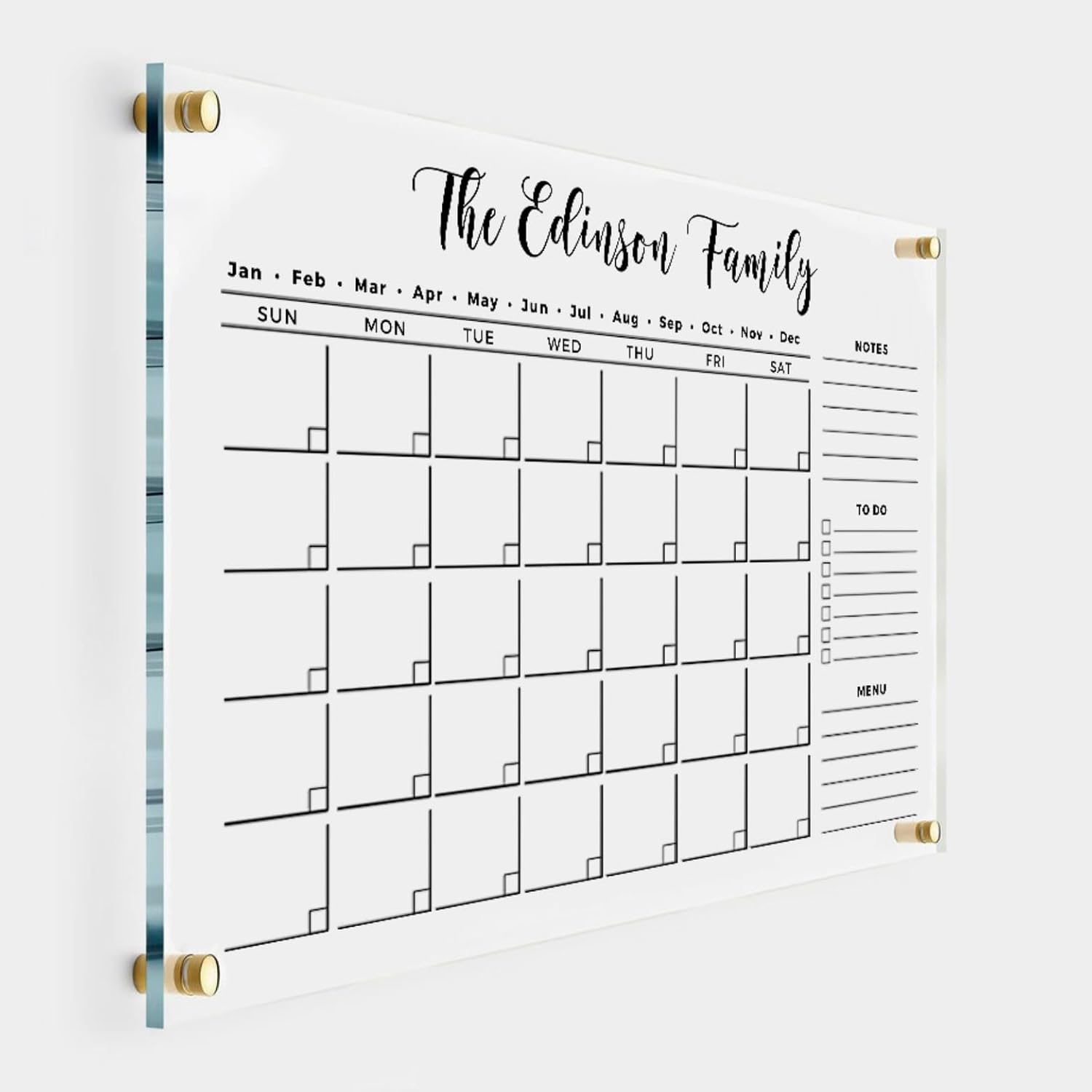 Large Personalized Acrylic Wall Calendar for Family Planning 2025