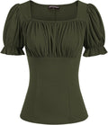 Scarlet Darkness Women's Renaissance Shirt Puff Sleeve Square Neck