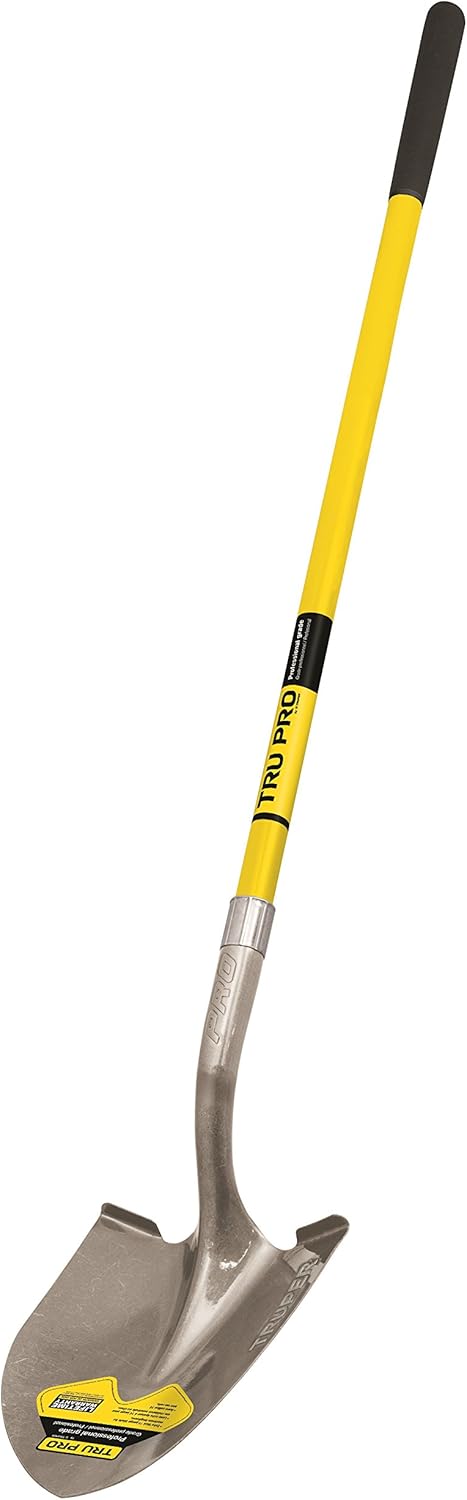 Truper 31198 Tru Pro Round Point Shovel with Fiberglass Handle