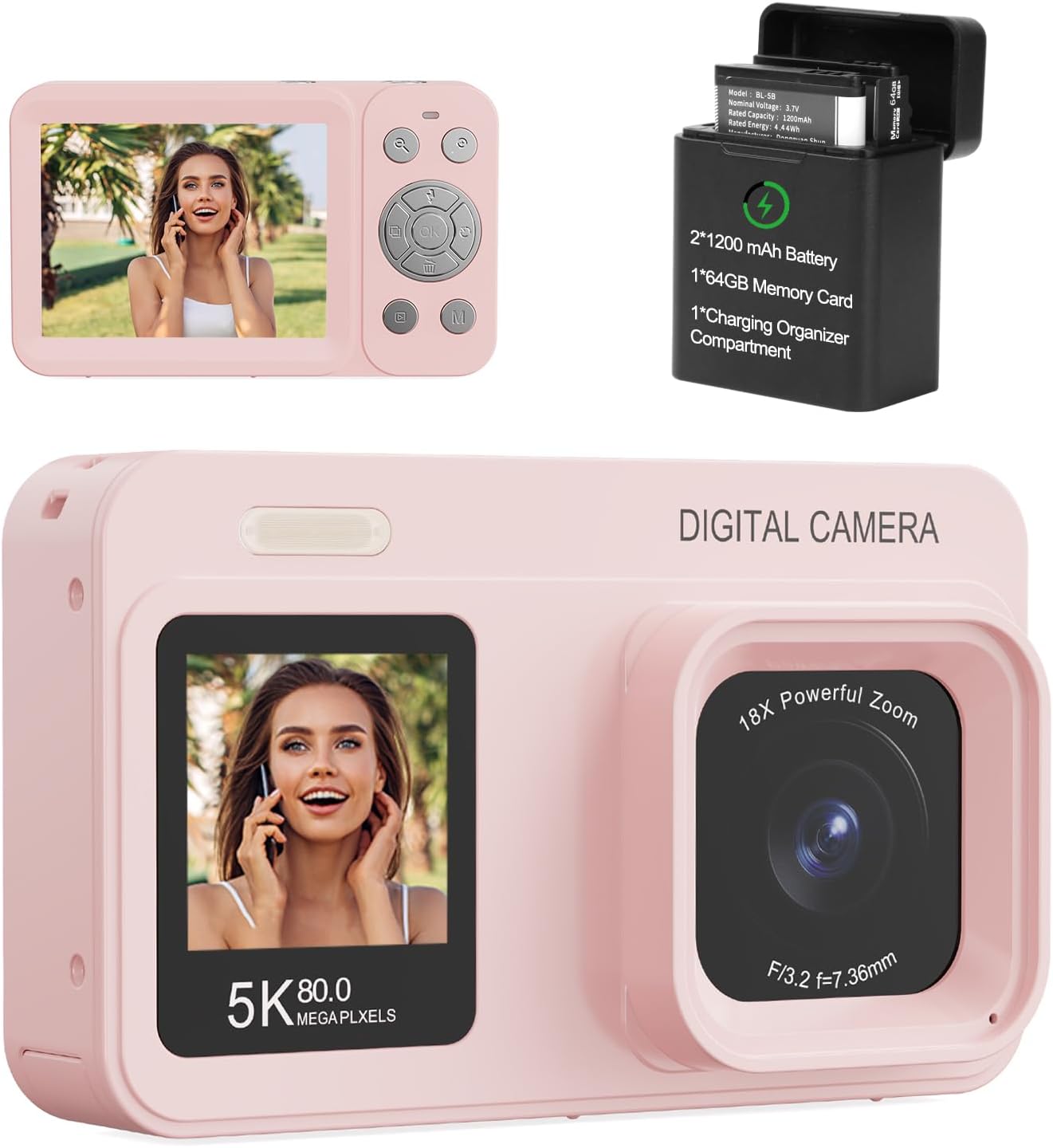Upgraded 5K Dual Screen Digital Camera for Vlogging and Travel