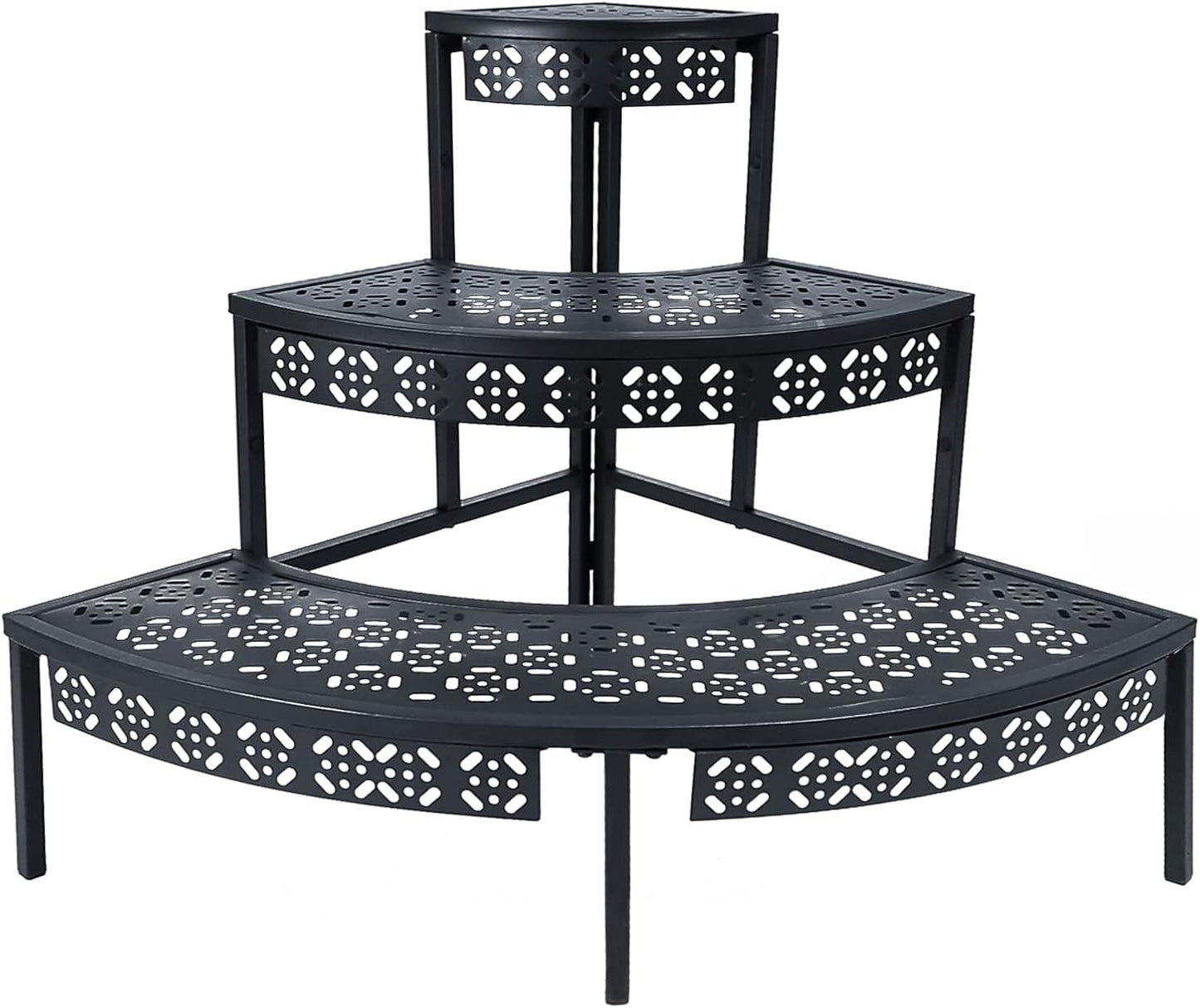aboxoo 3 Tier Plant Stand for Indoor Outdoor Use, Black Metal