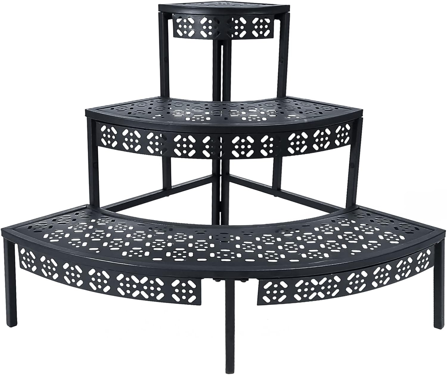 aboxoo 3 Tier Plant Stand for Indoor Outdoor Use, Black Metal