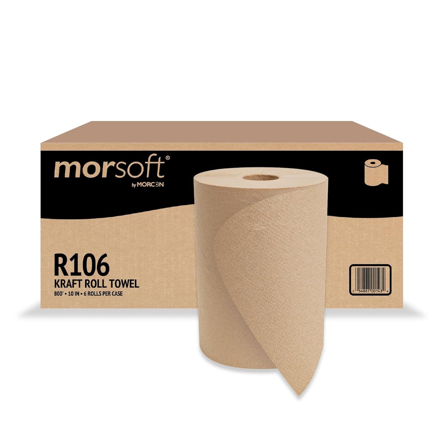 Morsoft Hardwound Roll Towels 10 Inch, 800 ft, 6 Count Pack