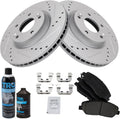 TRQ Front Performance Brake Pad & Rotor Kit - Ceramic G-Coated Rotors