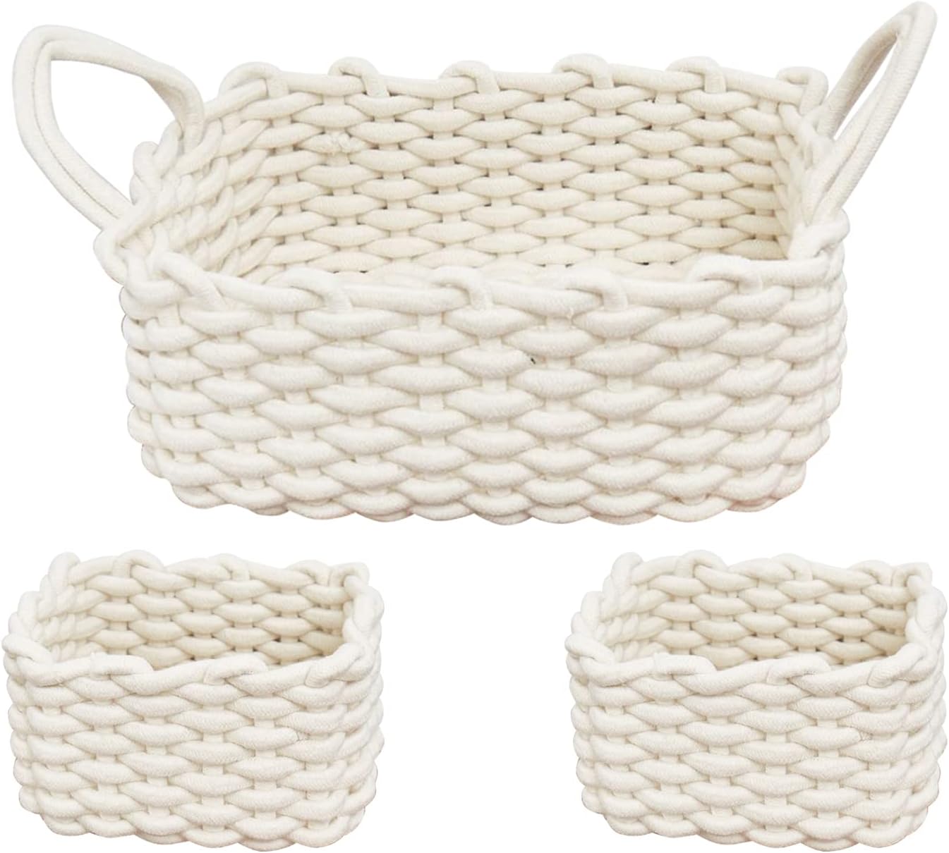 Woven Baskets Set of 3 for Home Office and Nursery Storage