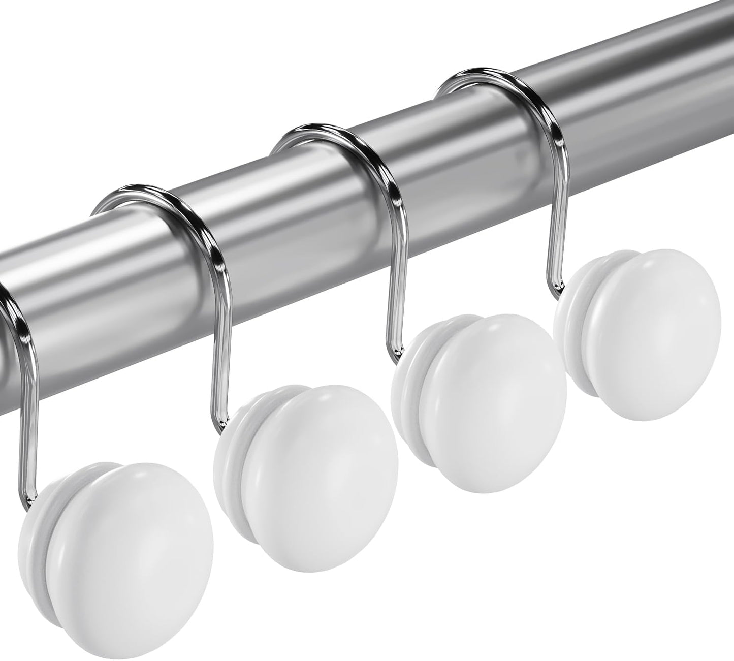Stylish Set of 12 White Shower Curtain Hooks