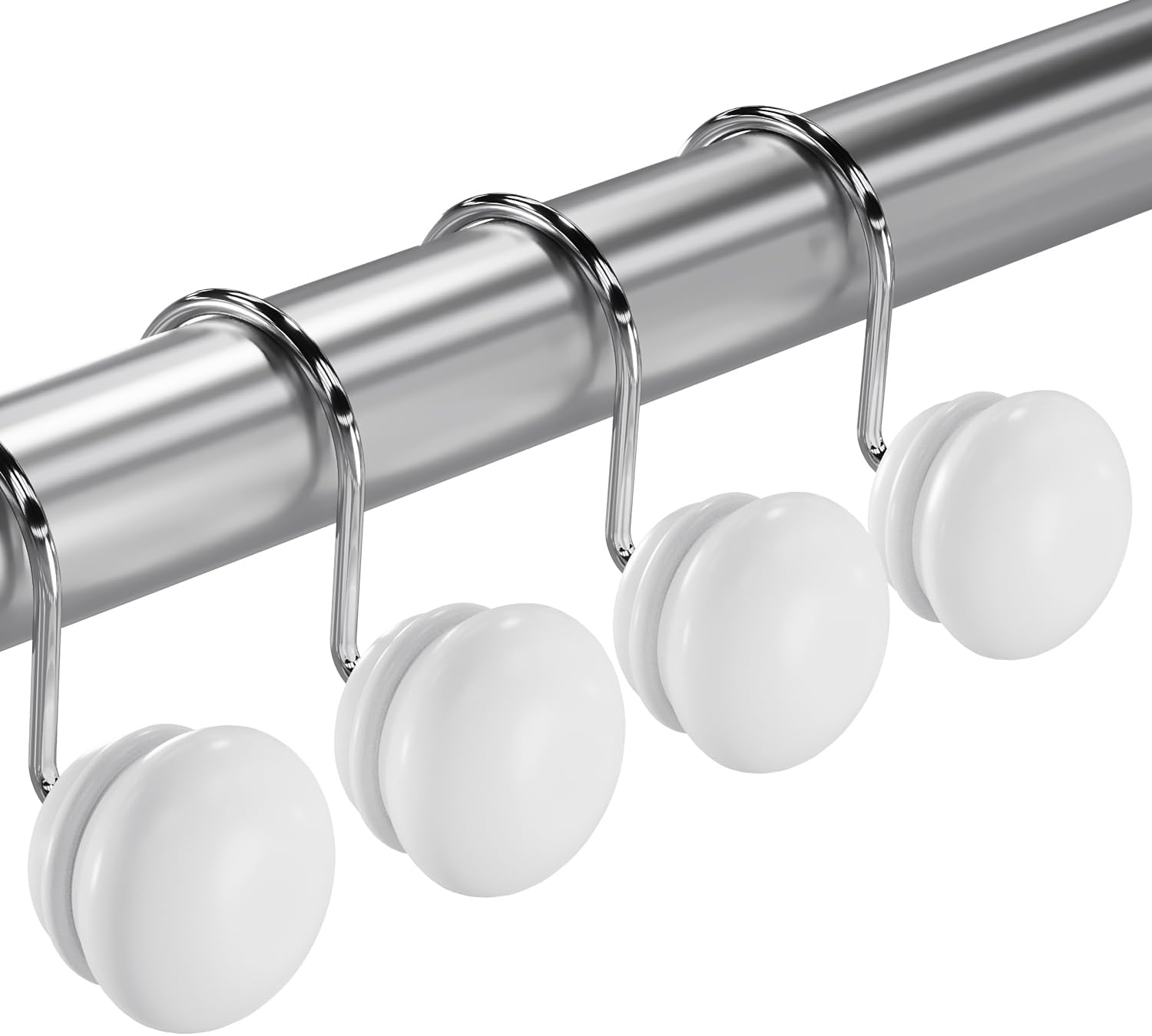 Stylish Set of 12 White Shower Curtain Hooks