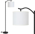 Modern LED Arched Floor Lamp with Natural Linen Shade - 63in Tall
