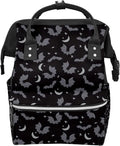 Black Gray Bats Diaper Bag Travel Backpack - Large Capacity