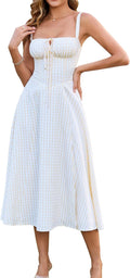 Floral Midi Corset Dress for Wedding Guests and Tea Parties