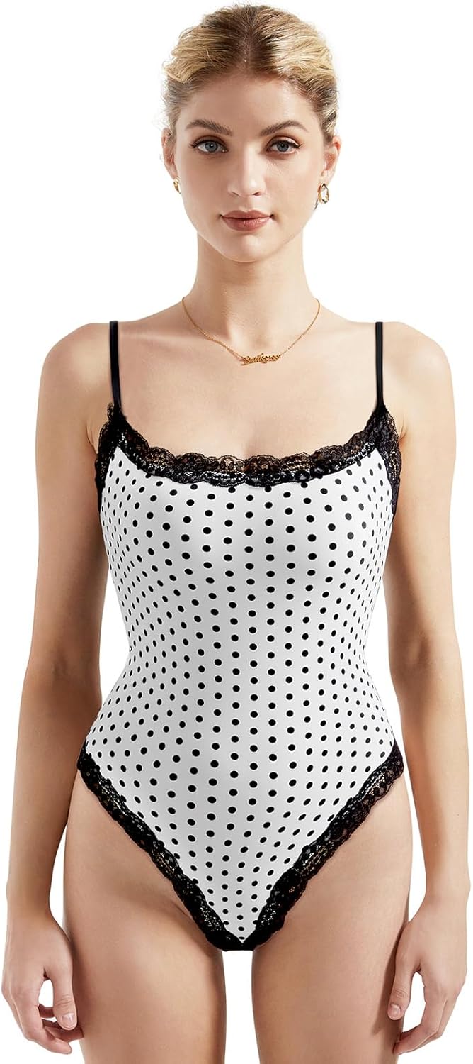 SUUKSESS Women Square Neck Lace Bodysuit for Stylish Outfits