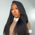 BLY Glueless Kinky Straight Human Hair Lace Front Wig 18 in - Wear