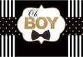 Baby Shower Backdrop 10x8ft Black Bow Tie Gold Glitter Dot - Photo