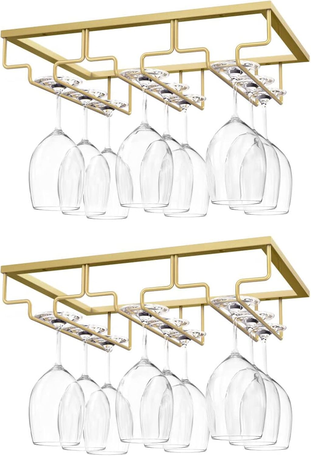 Nuovoware Wine Glass Rack for Under Cabinet Storage - Gold