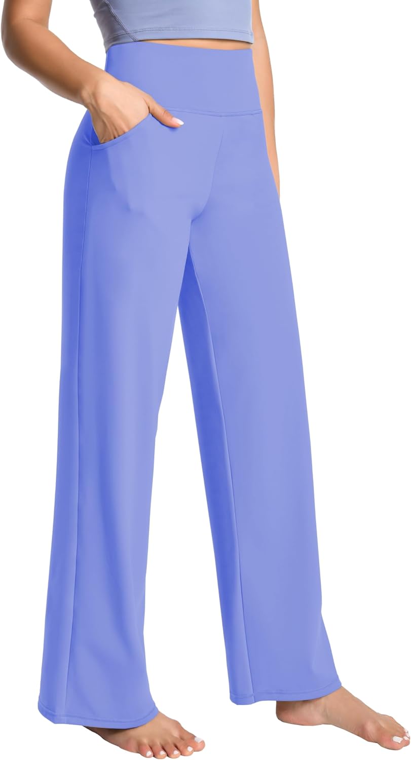 High Waist Wide Leg Yoga Pants for Women by BUBBLELIME
