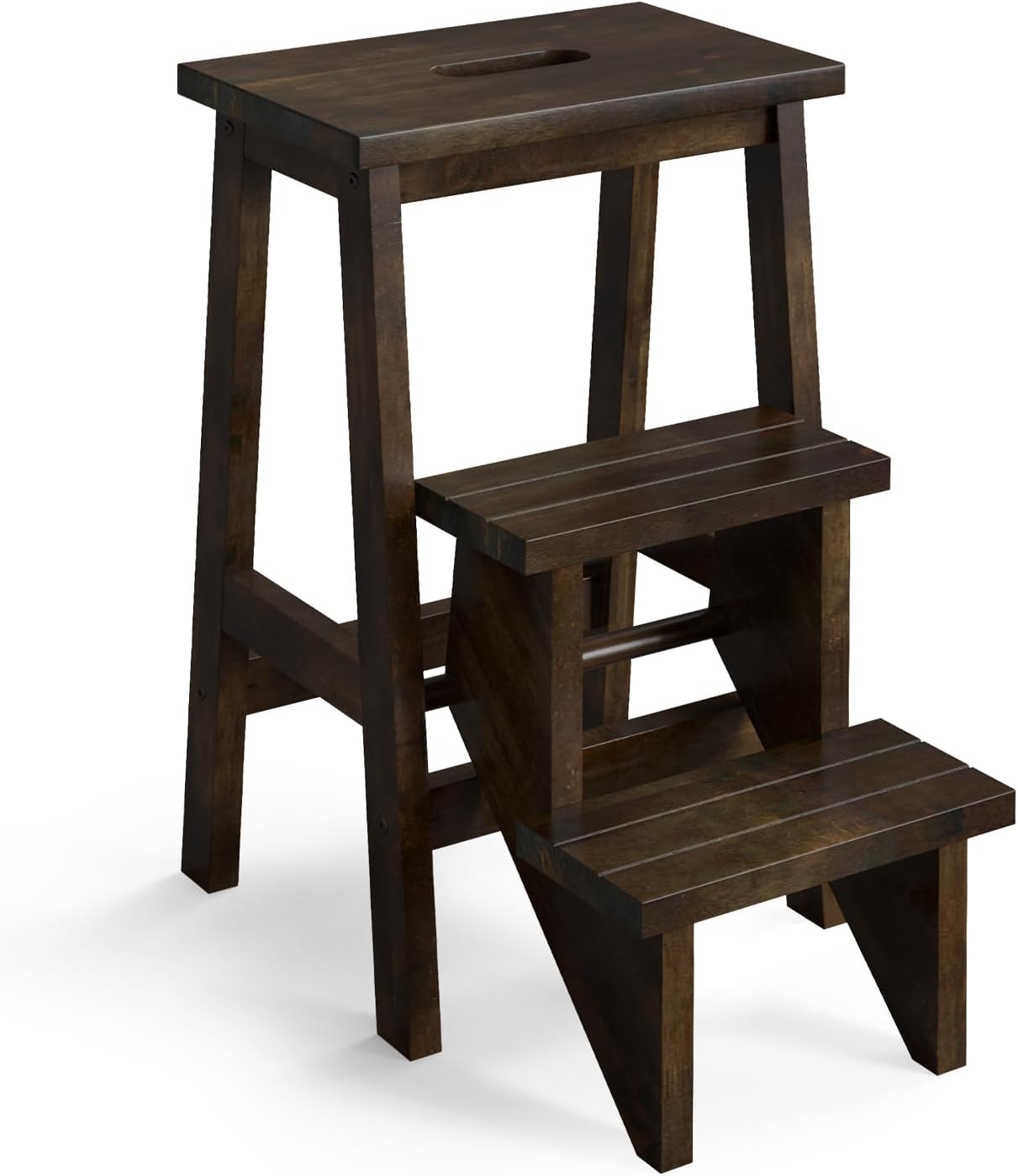 Costzon Folding 3 Step Stool - Versatile Wooden Step Ladder