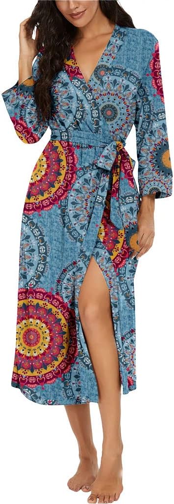 VINTATRE Women Kimono Robes Long Knit Bathrobe for Comfort