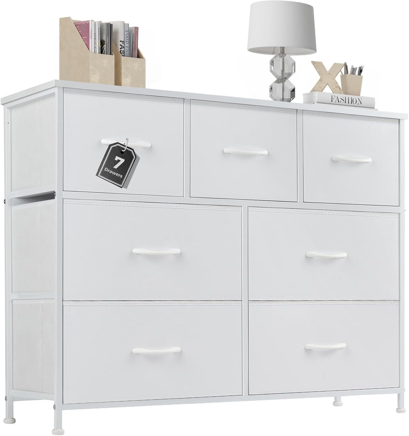 DUMOS Dresser for Bedroom with 7 Fabric Drawers and Cabinet