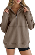 Women's Half Zip Sweatshirts Fleece Stand Collar Oversized - Cozy Fit