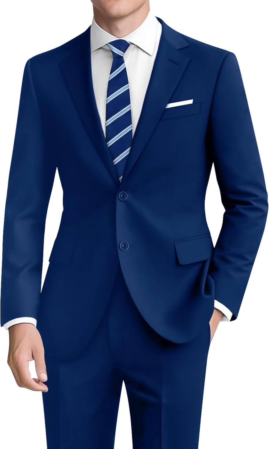 Men's Slim Fit 2-Piece Suit with Adjustable Waist Pants