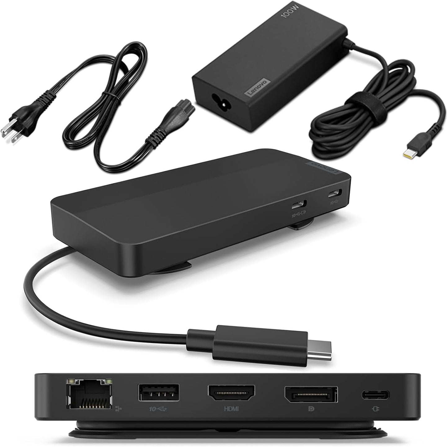 Lenovo Dual Display Travel Dock - Versatile 7 Port Hub