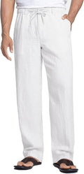 Men's Linen Drawstring Beach Pants - Lightweight Casual Summer