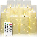 Flameless Candles with Embedded Star String - Set of 7 Pillars