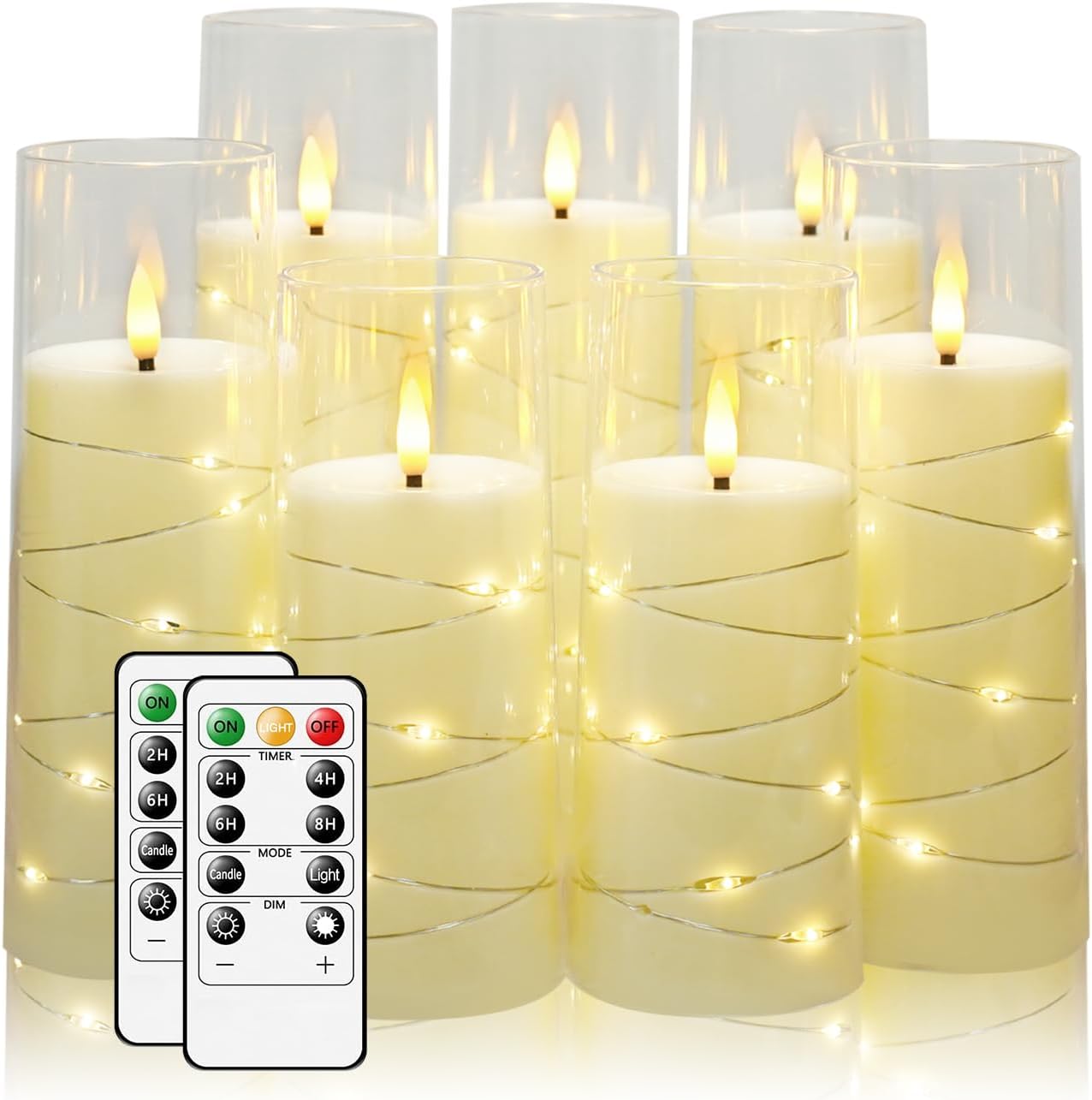 Flameless Candles with Embedded Star String for Home Decor