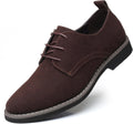 Mens Suede Leather Dress Oxfords for Men - Wingtip Lace Up