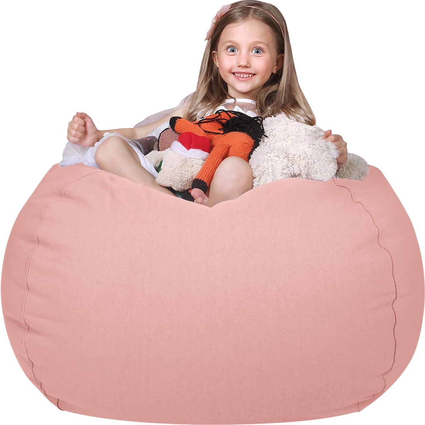 WEKAPO Stuffed Animal Storage Bean Bag Chair Cover for Kids