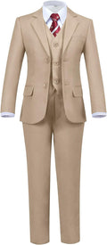Boys' 5 Piece Formal Suit Set with Jacket, Vest, Pants and Shirt