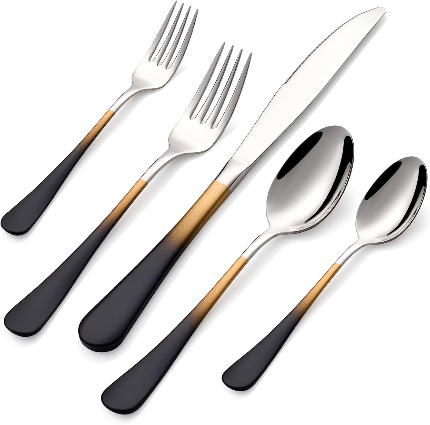 20-Piece Black Gold Silverware Set for 4 - Stylish Cutlery