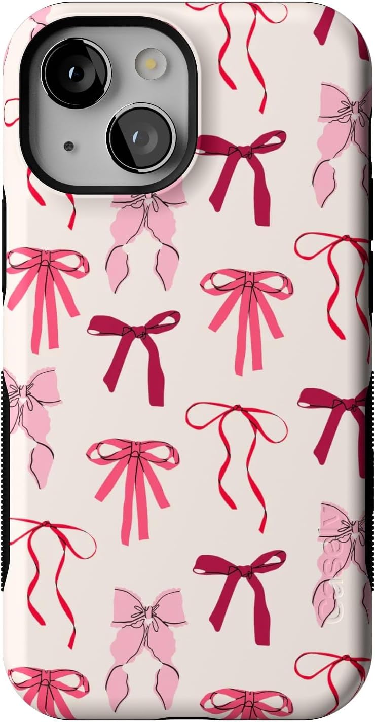 Casely iPhone 13 Mini Case with Pink Bows for Bold Protection