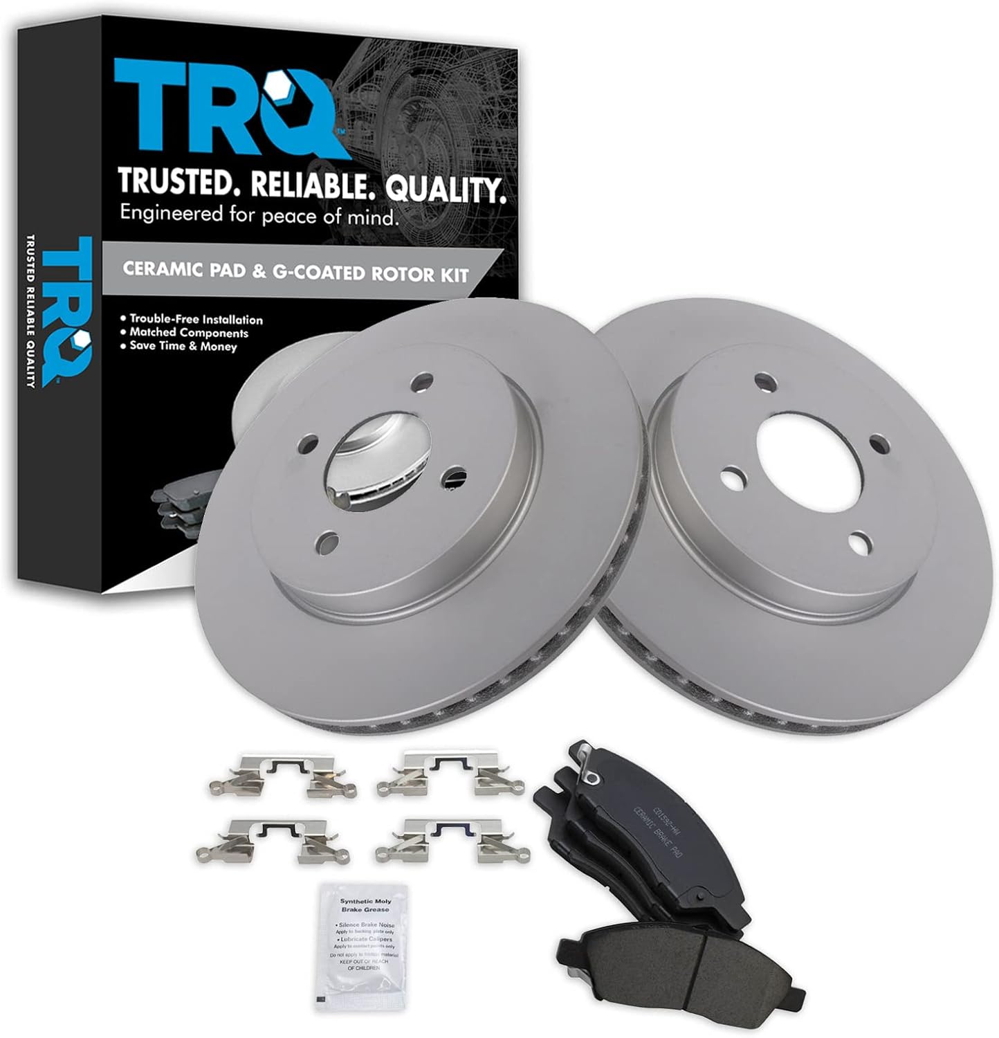 TRQ Front Brake Pad & Rotor Kit for 2012-2018 Nissan Versa