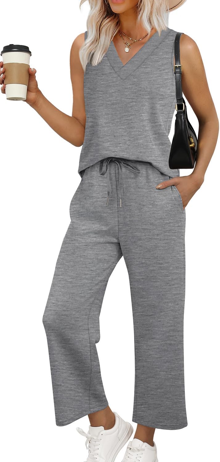 WIHOLL Two Piece Sets for Women Summer Outfits Matching Lounge