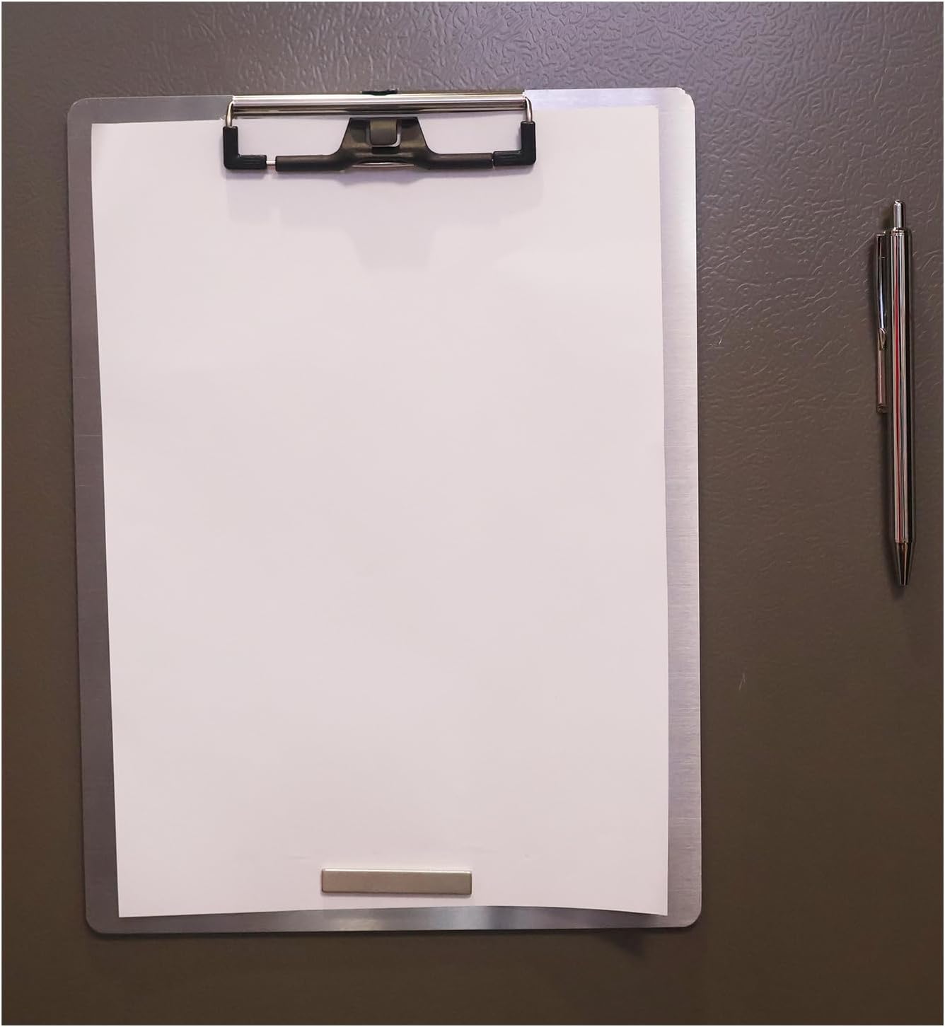 Stainless Steel Magnetic Clipboard with Pen - Essential Office Tool